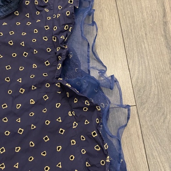 Manoush Navy Gold Ruffled Sleeveless Top Size 4 - Picture 4 of 8